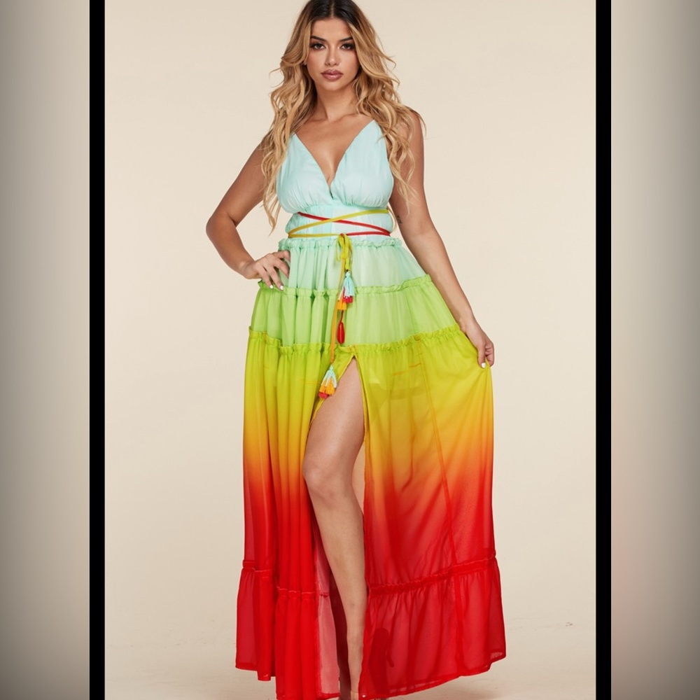 Vibrant Multicolor Maxi Dress